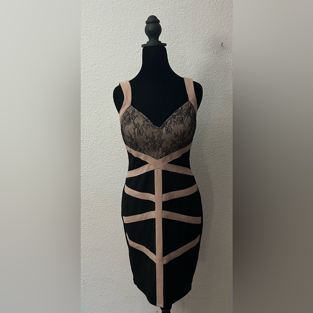 Fashion Nova Black and Tan Dress